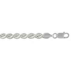 5mm Twisted Hollow Rope Chain - 8" - 30" Length, Sterling Silver
